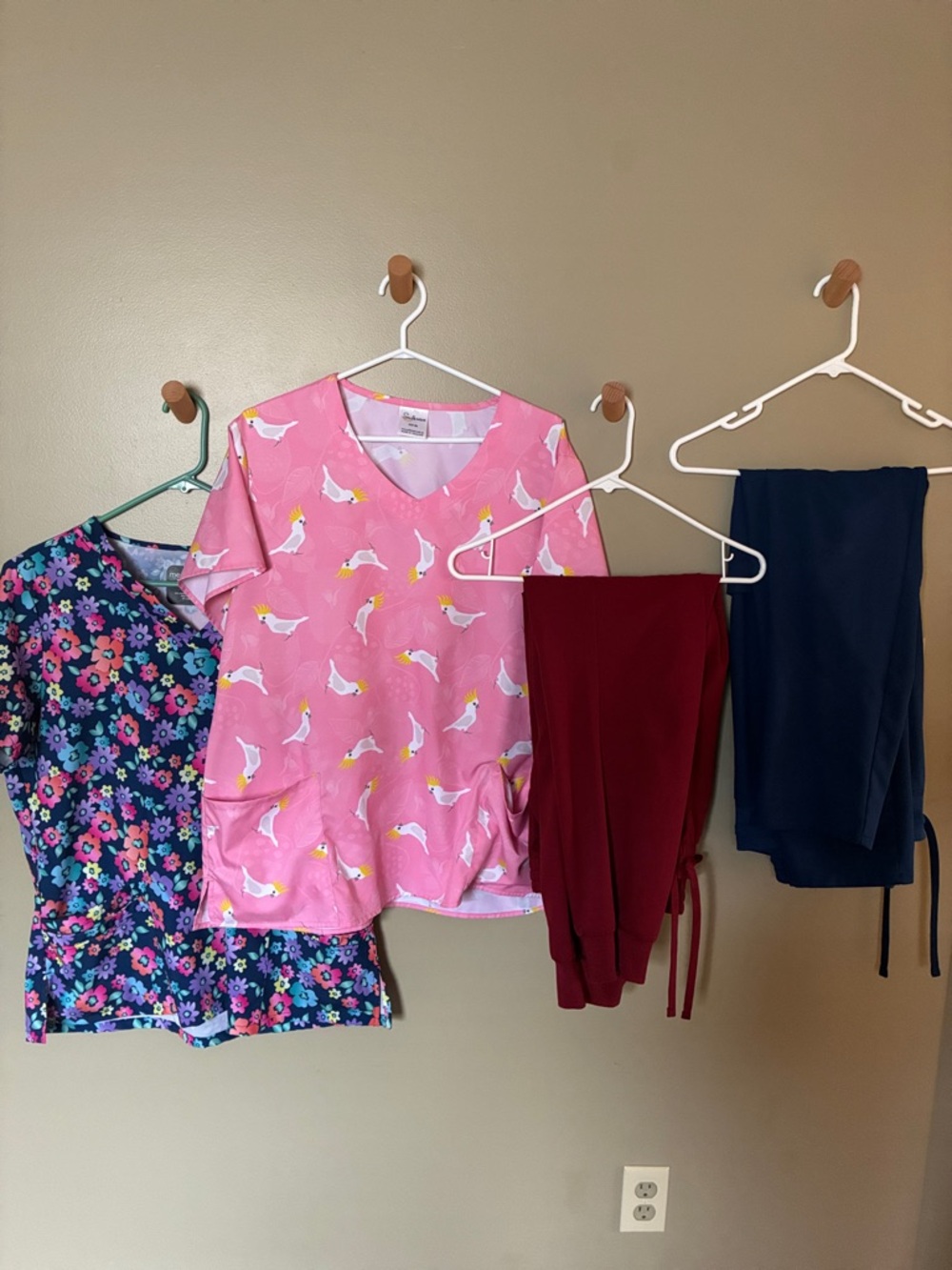 Two printed scrub sets - like new condition